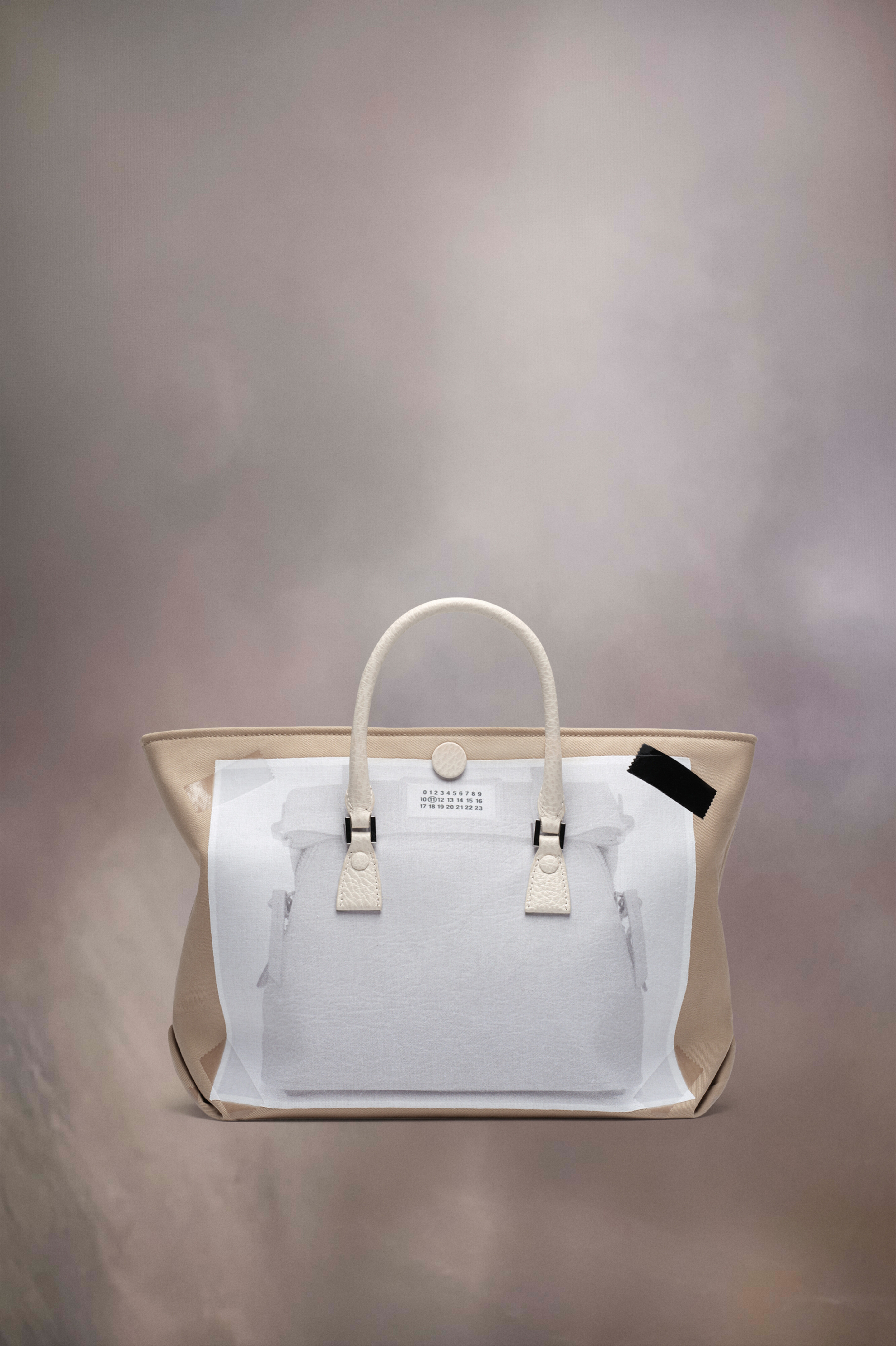 Sac Sac 5AC trompe l'oeil micro Blanc et Taupe