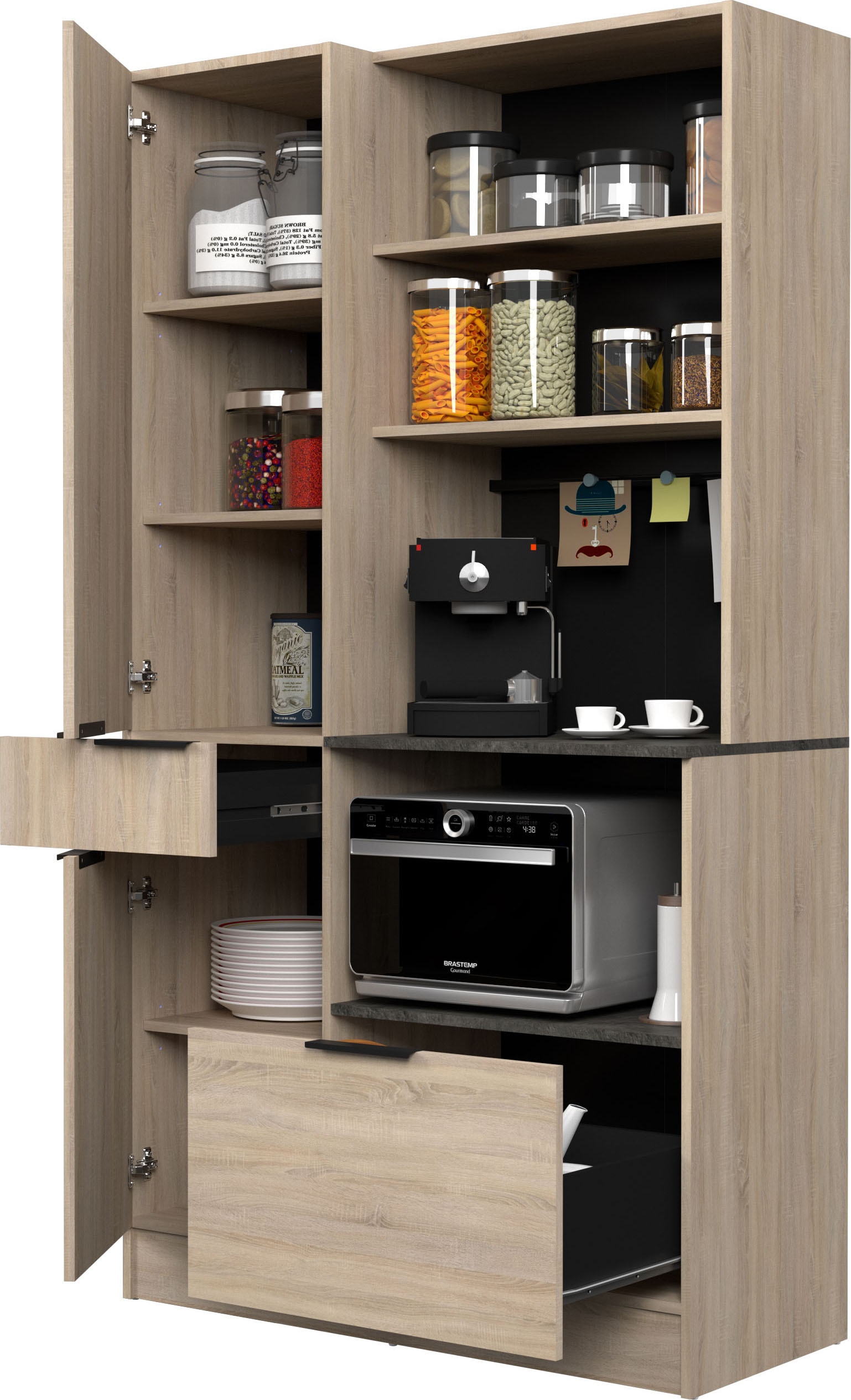 Parisot Buffet »Fumay 11, Geschirrschrank, besonders viel Stauraum« B/H/T ca. 100x186x45cm, 1 Stk. tlg. ideal für kleine Küchen, ohne Elektrogeräte