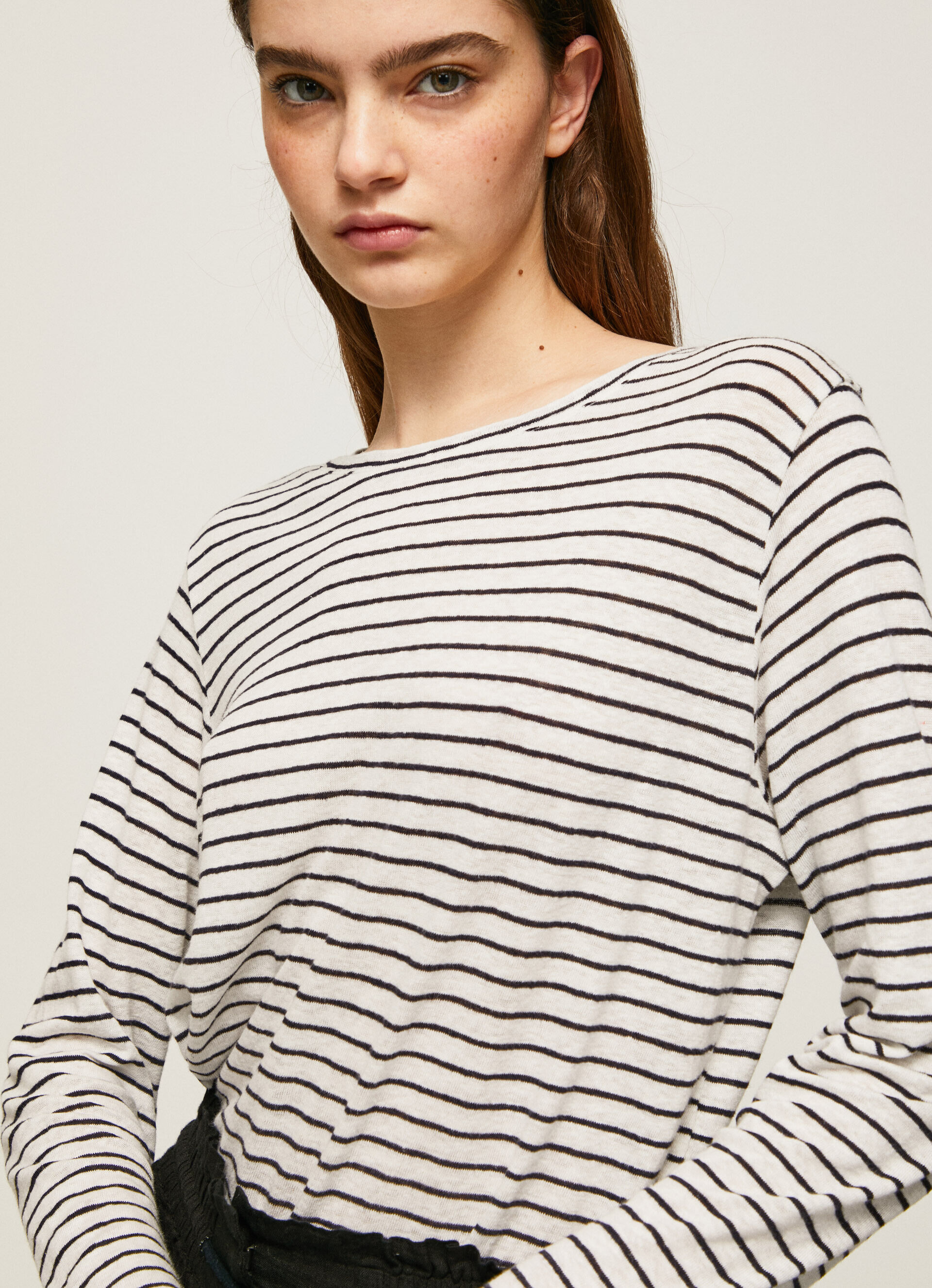 CAMISETA DE MANGA LONGA EM LINHO - azul dulwich