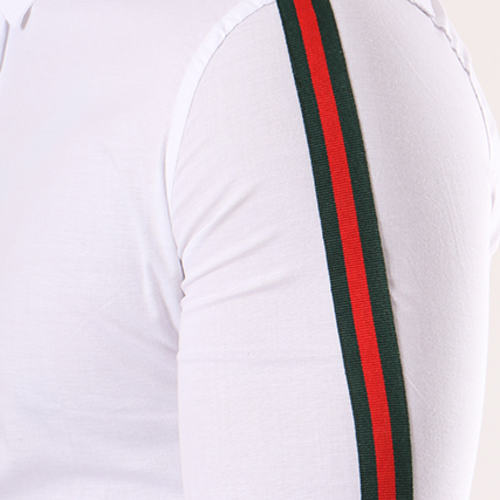 Chemise Slim Fit Manches Longues Avec Bandes F116 Blanc