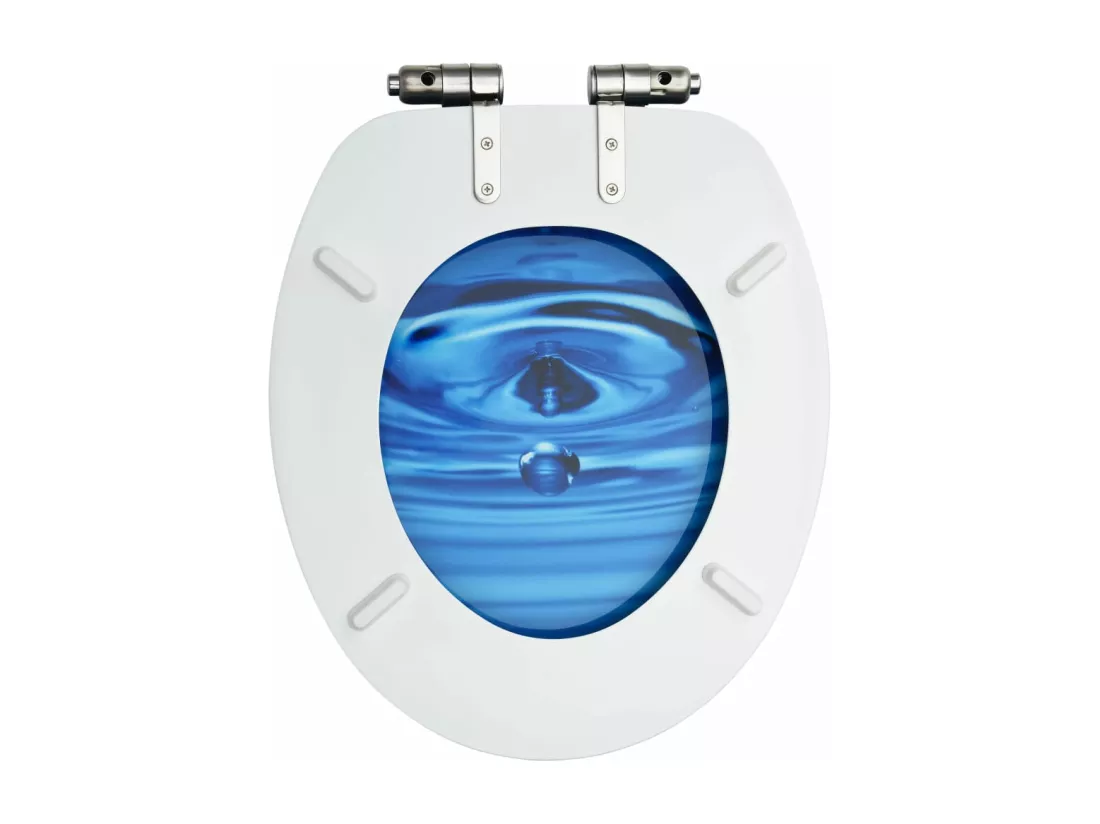 Siège WC Couvercle fermeture effet bois bleue 43.7 x 37.8 x 5.3 cm 02_0002934