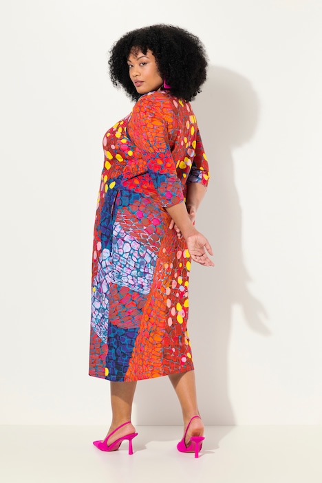 Jersey-Maxikleid, A-Linie, Rundhals, 3/4-Arm, Taschen