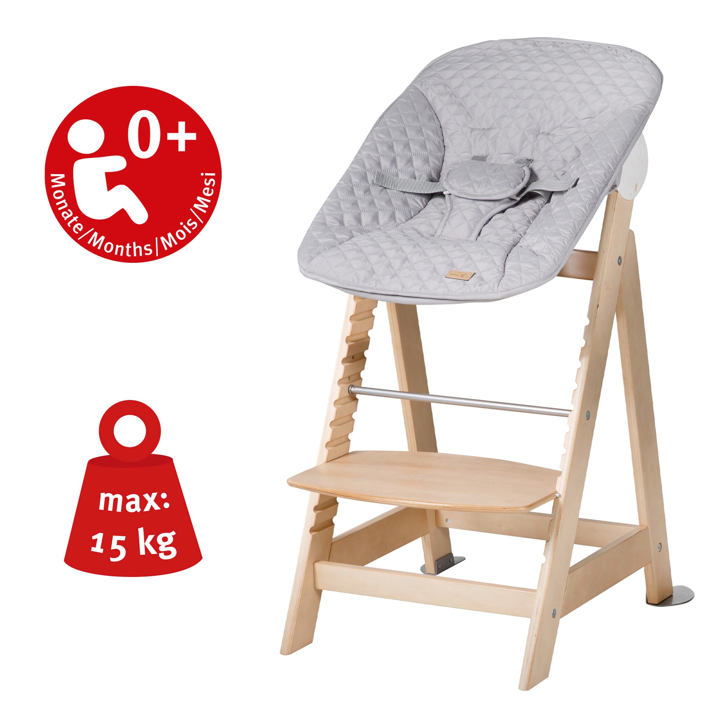 roba Treppenhochstuhl, Set 2in1 roba Style grau Born Up