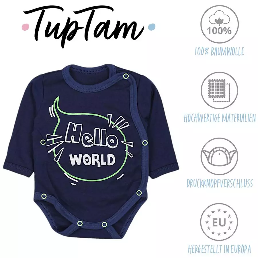 TupTam Baby Langarm Wickelbody 5er Pack beigeblau