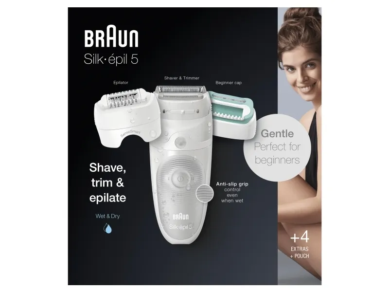 Braun Silk-épil 5 81770430, Hvid, 28 pincetter, MicroGrip, Barbering, Tyskland, Batteri