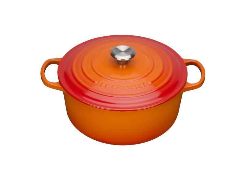Le Creuset Bräter Signature 24 cm, Ofenrot Runder Bratentopf aus Gusseisen