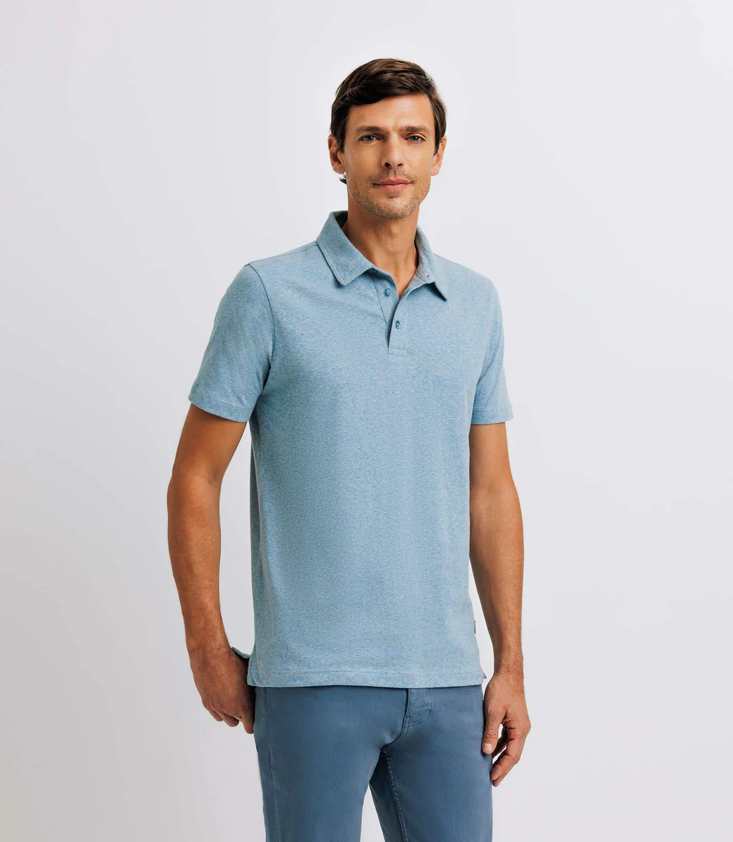 Polo avec col boutonné indigo