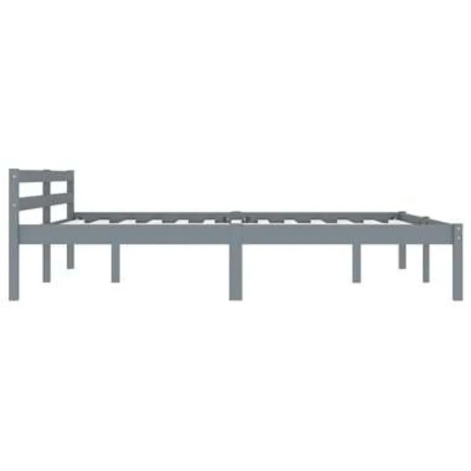 vidaXL - Bed frame met hoofdeinde - Grijs - Massief grenenhout - 160x200 cm