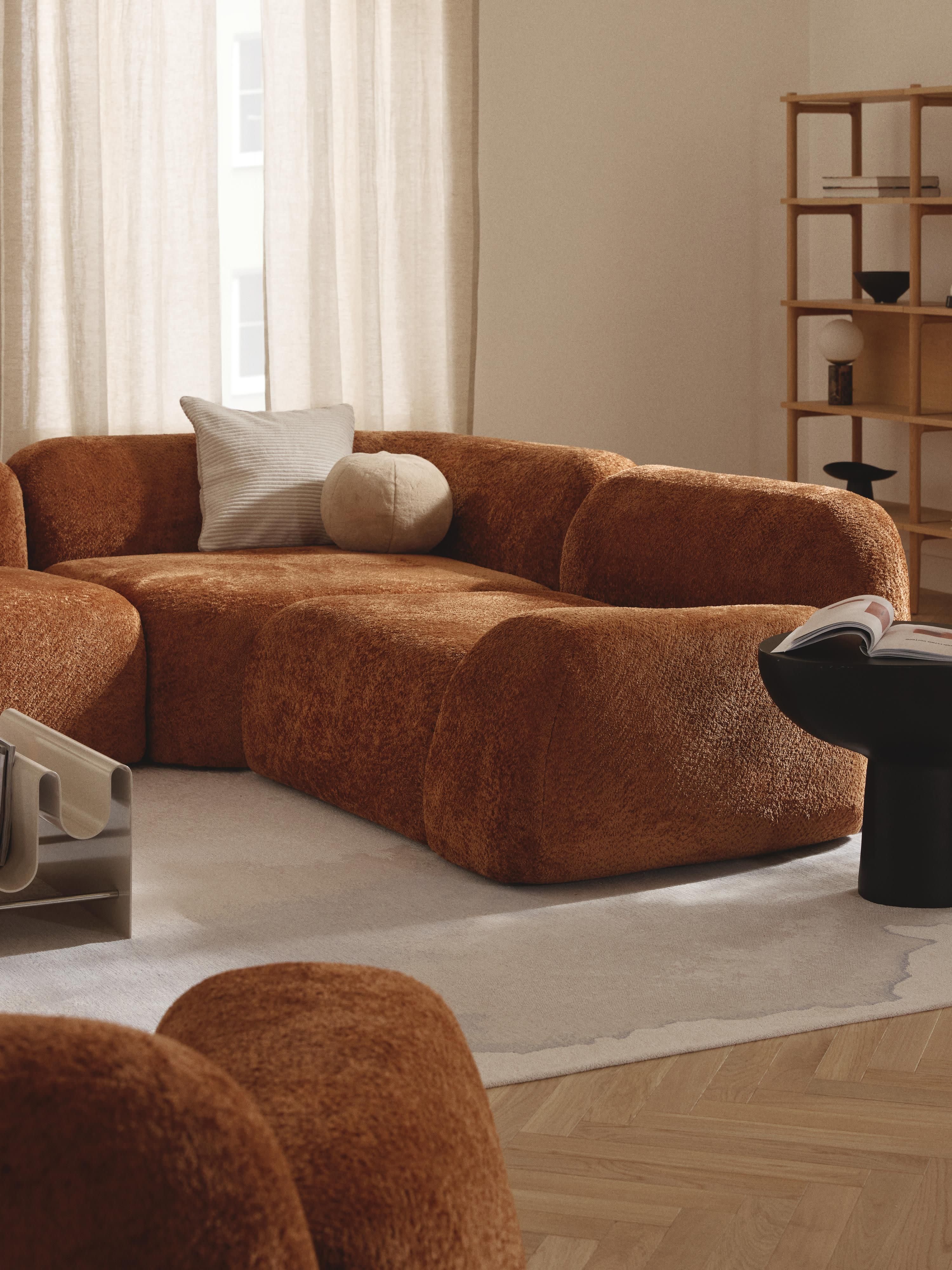 Afgeronde hoekmodule Wolke van teddy-bouclé