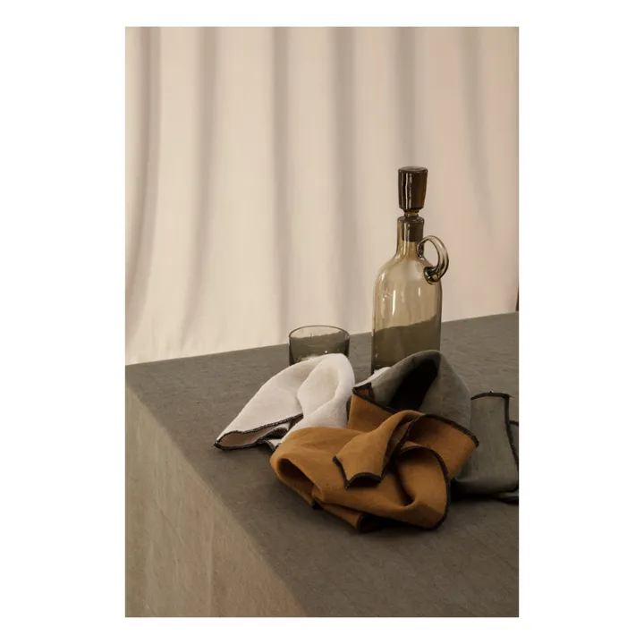 Communauté de biens Serviette de table en lin lavé-surfilée - Set de 4 | Vert kaki