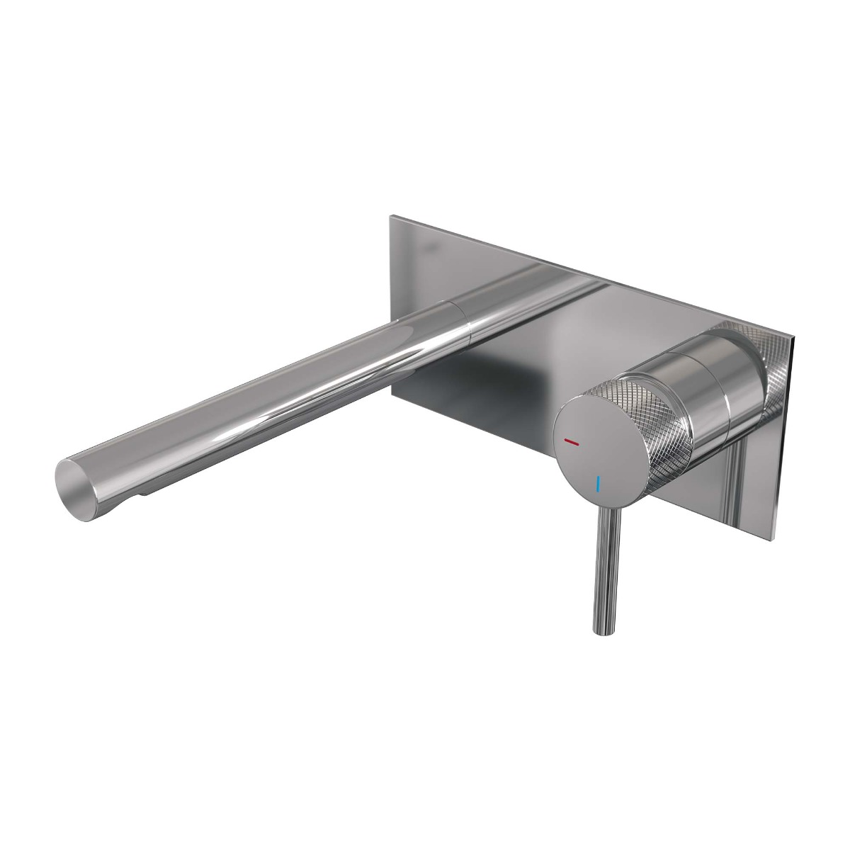 Brauer Chrome Carving inbouw wastafelkraan plaat met rechte uitloop, lange handgreep en ColdStart chroom rechts