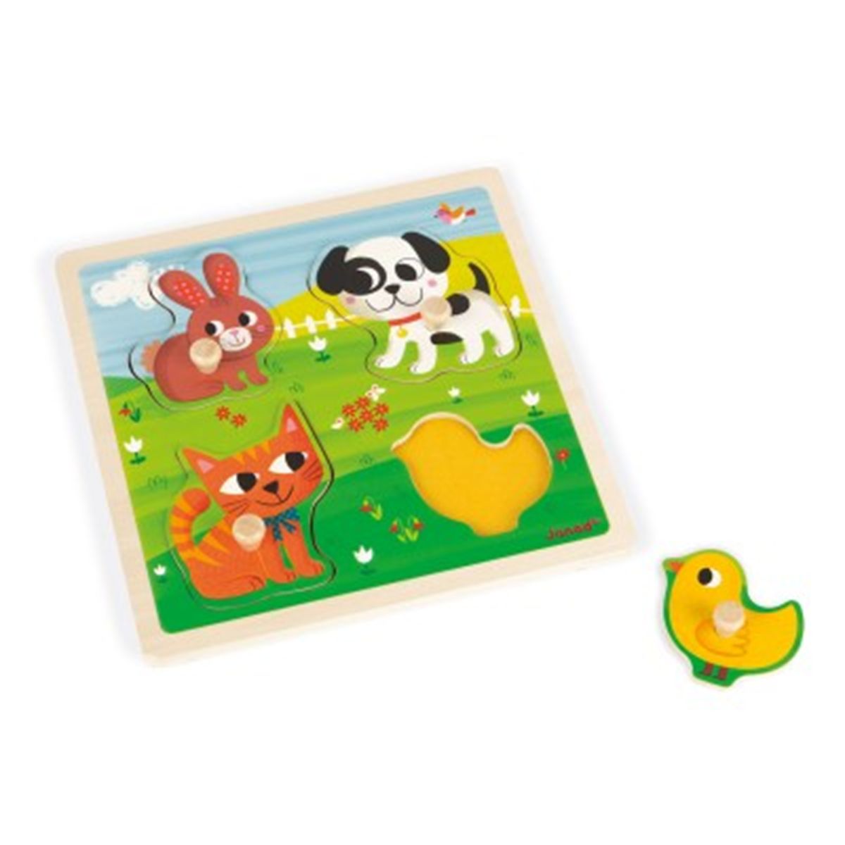 Puzzle d'encastrement tactile 4 pièces : Mes premiers animaux