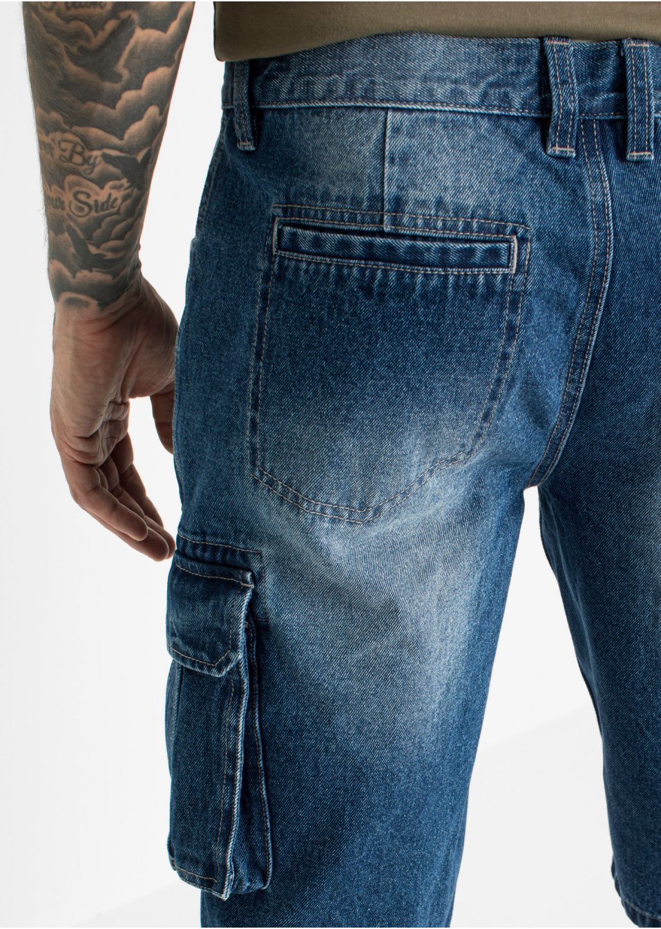 Bermuda en jean cargo, Loose Fit
