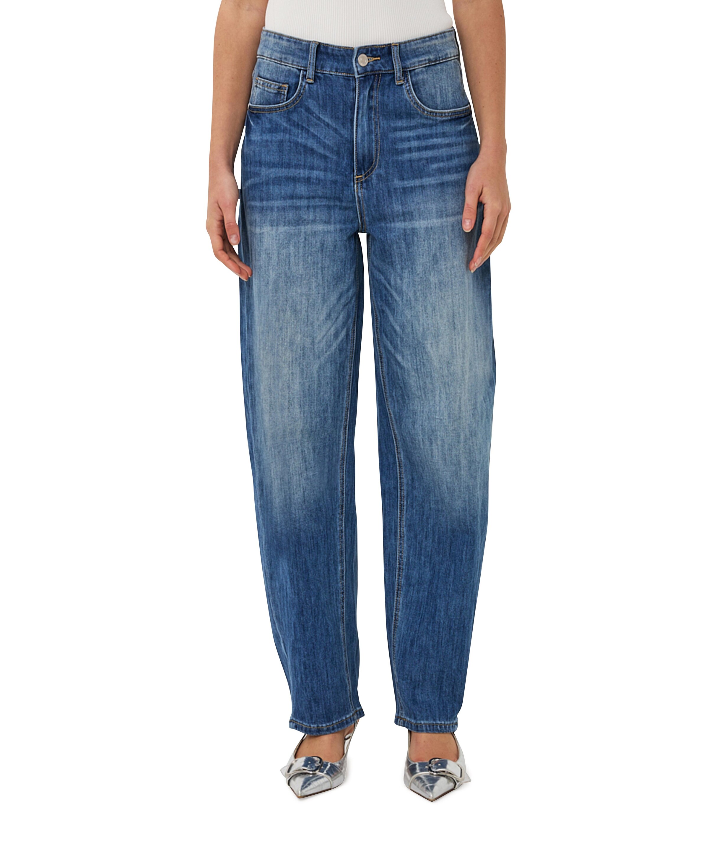 EsQualo Barrel fit dames jeans blauw
