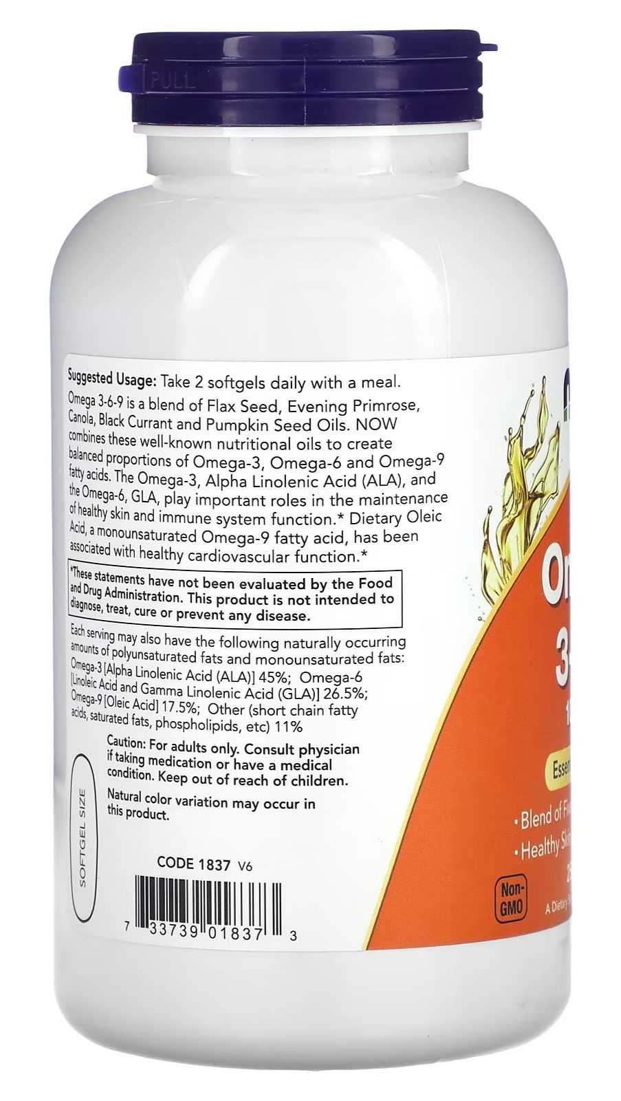 NOW Foods Omega 3-6-9 100 cápsulas blandas