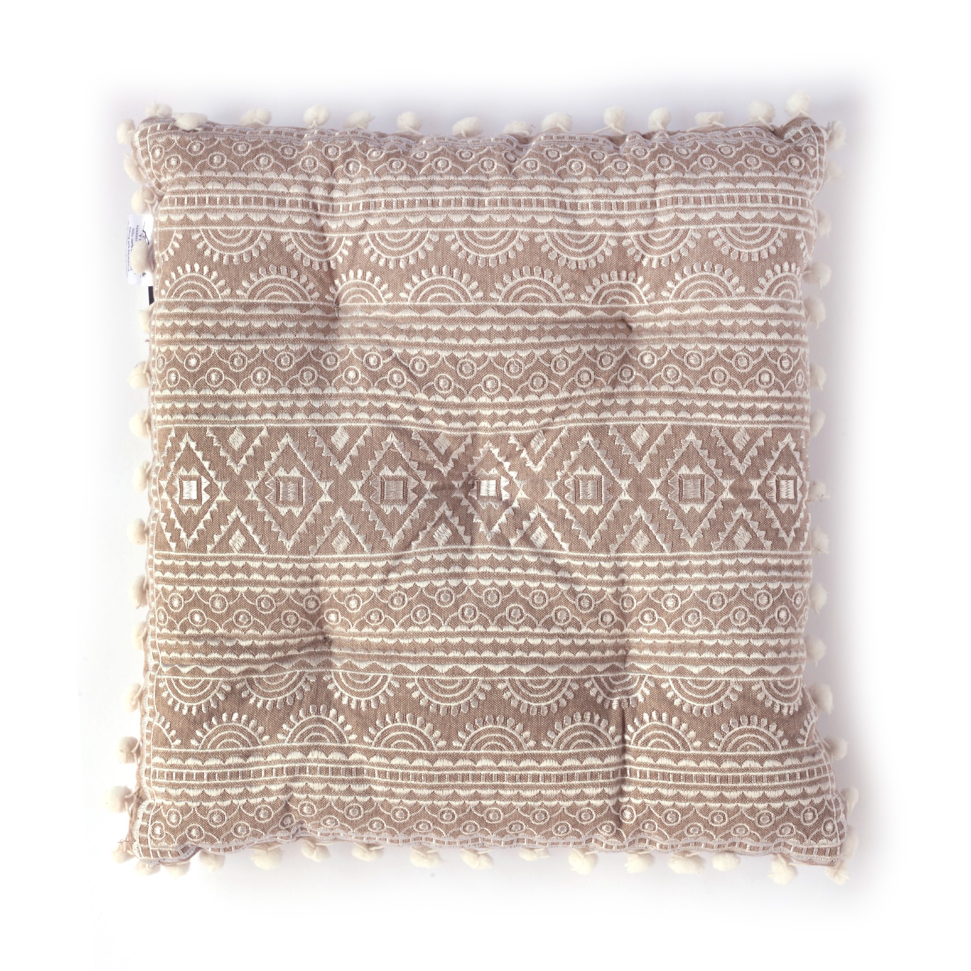 Sitzkissen 'Mehndi', beige, weiß, T 40 cm, B 40 cm, H 5 cm von fischer's lagerhaus