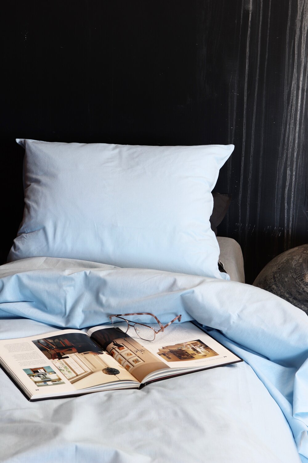 Omhu  Percale sengetøj - lys blå