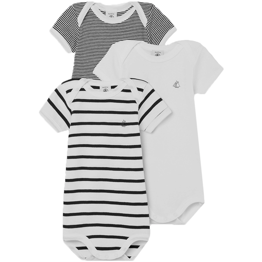 Petit Bateau Bodies 3er Pack weiß gestreift