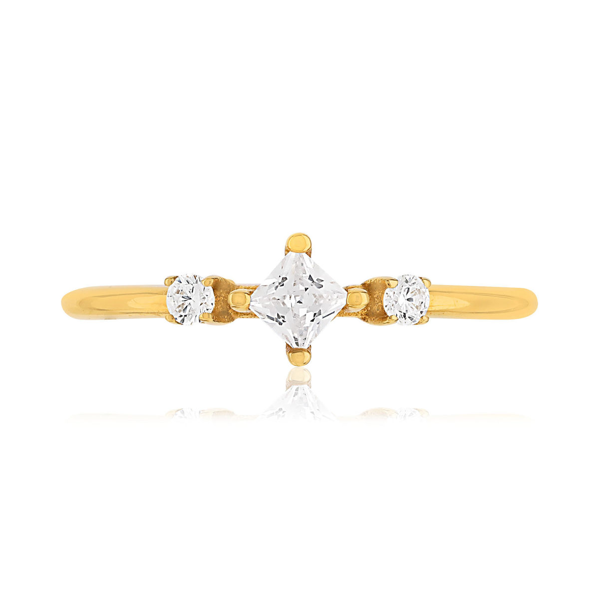 Bague or 375 jaune trio zirconias