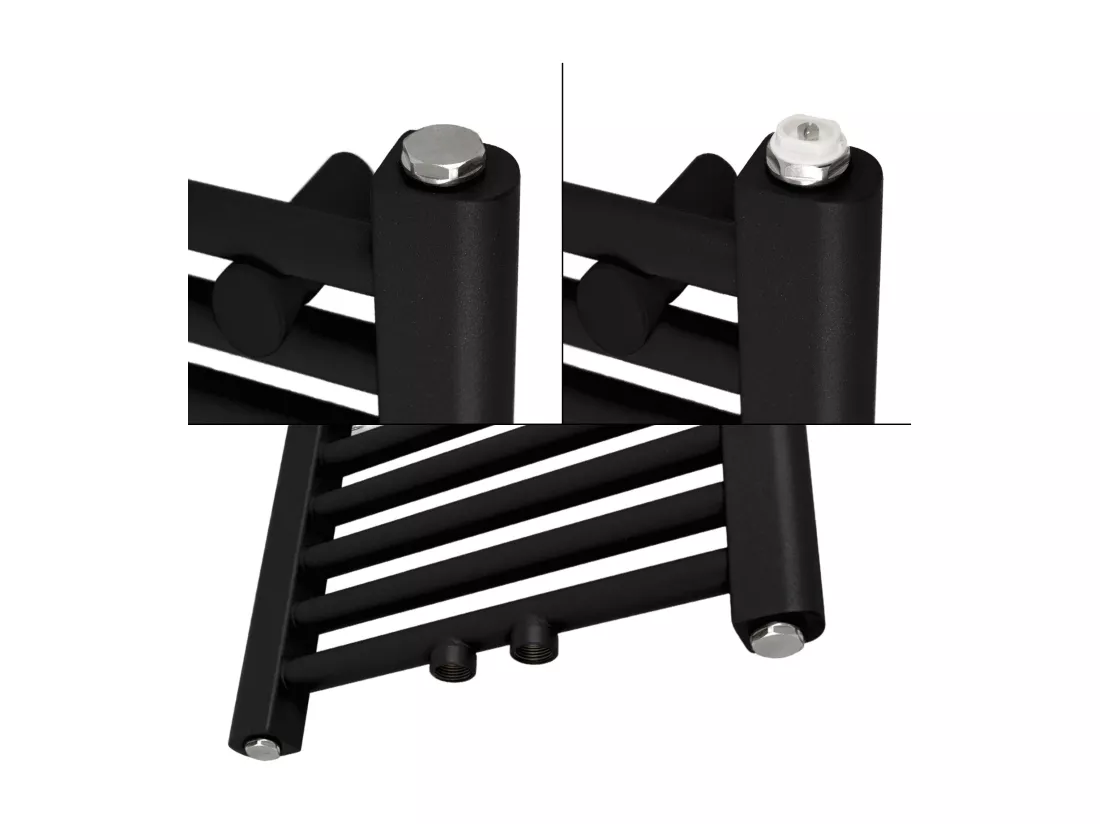 Radiateur sèche-serviette salle bain acier noir mat connexion central 40x180 cm