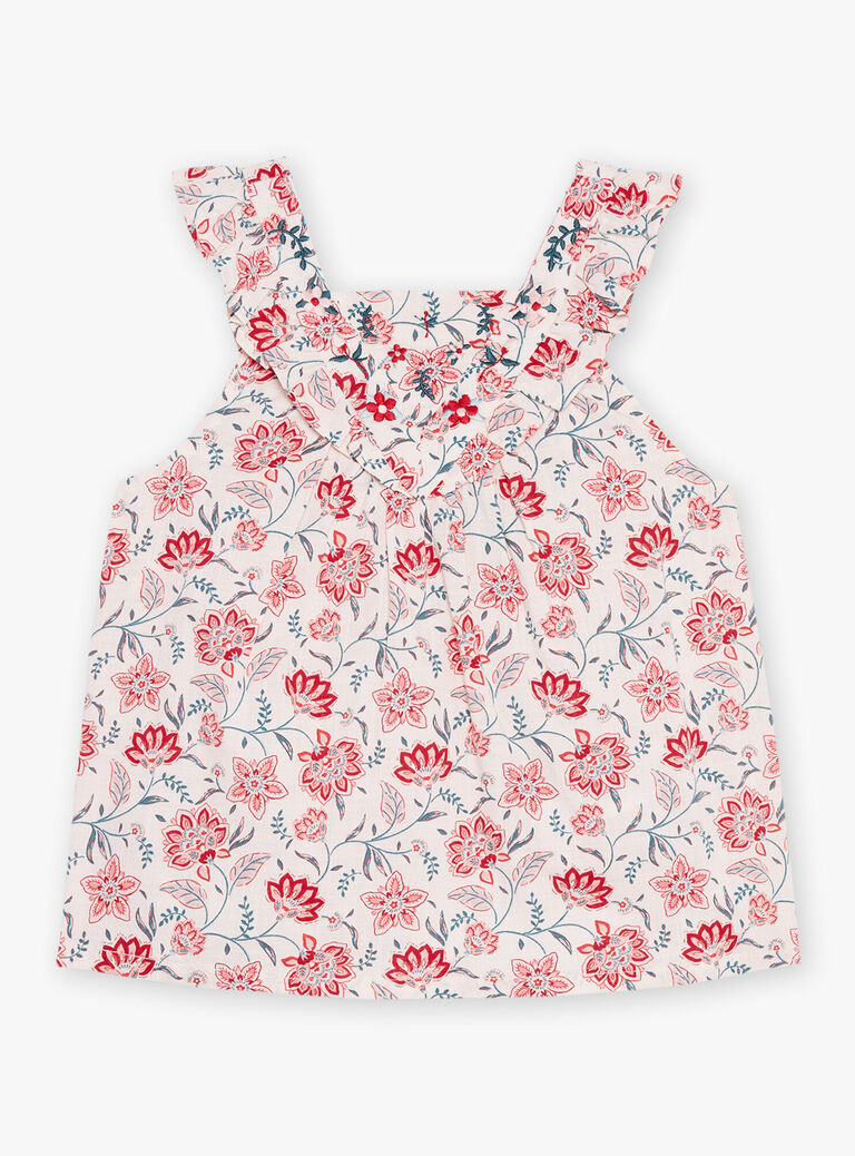 Blouse nude à imprimé fleuri