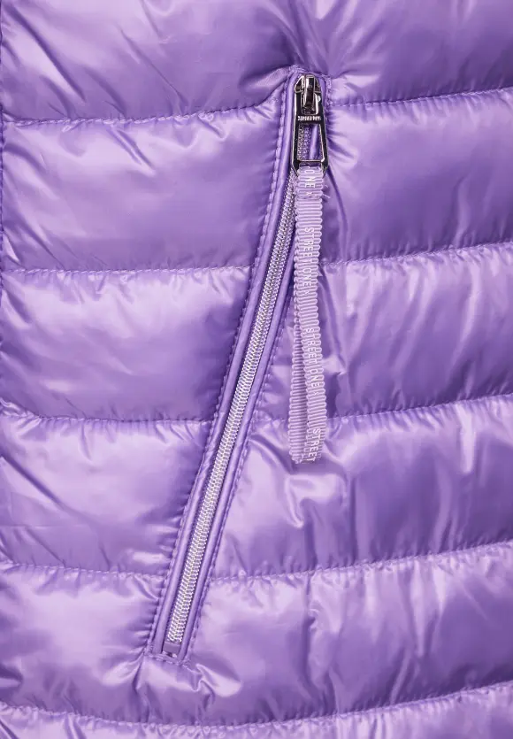Long Kapuzen Steppweste - shiny lilac