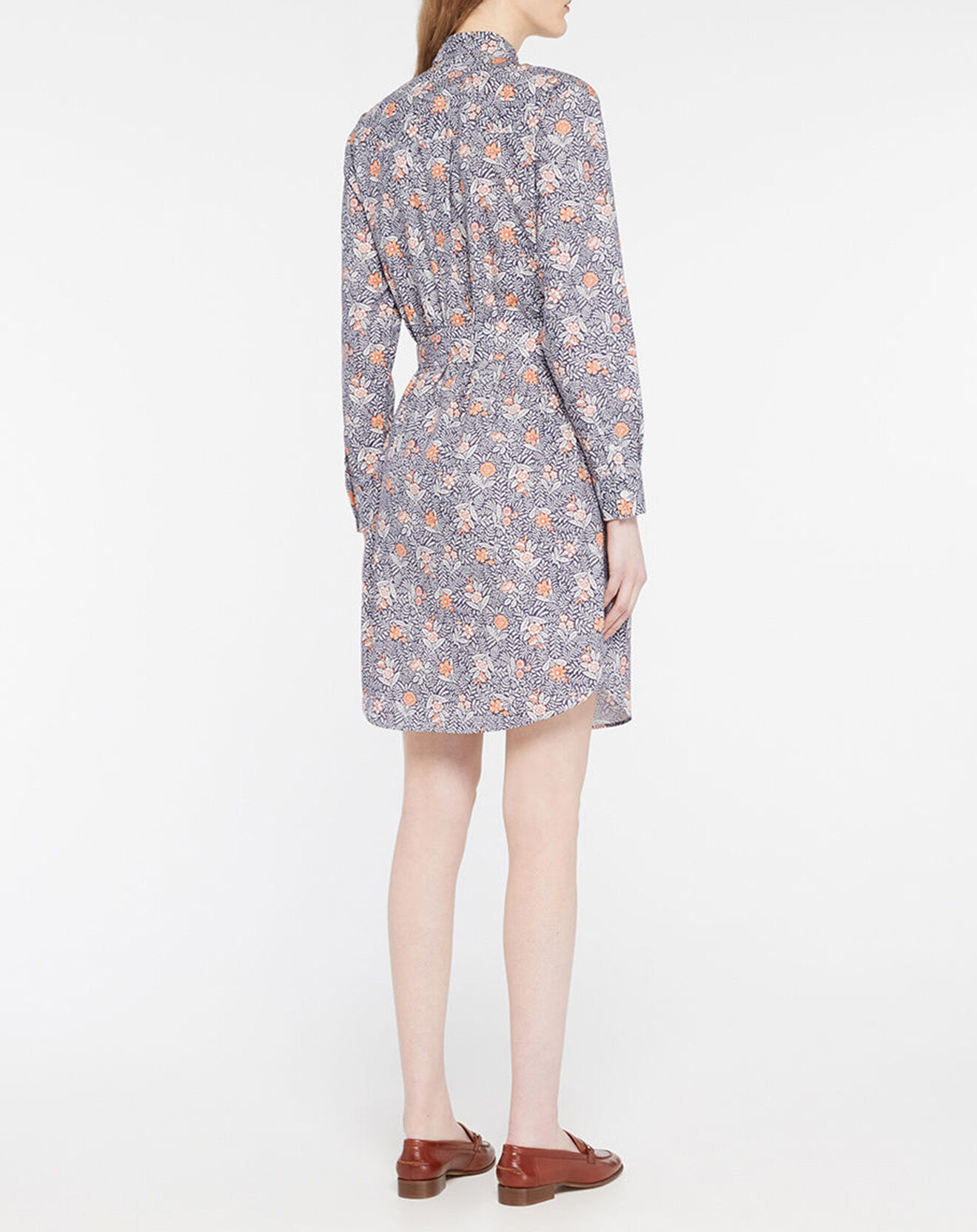 Jodhpur Robe chemise en Coton Arche liberty bleu marine/orange