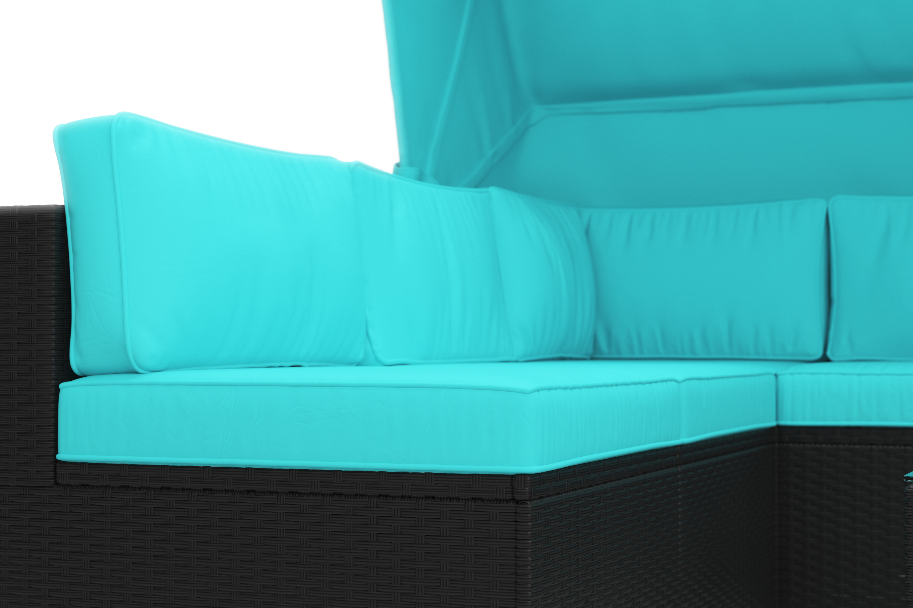Rattanlounge COMO schwarz/türkis