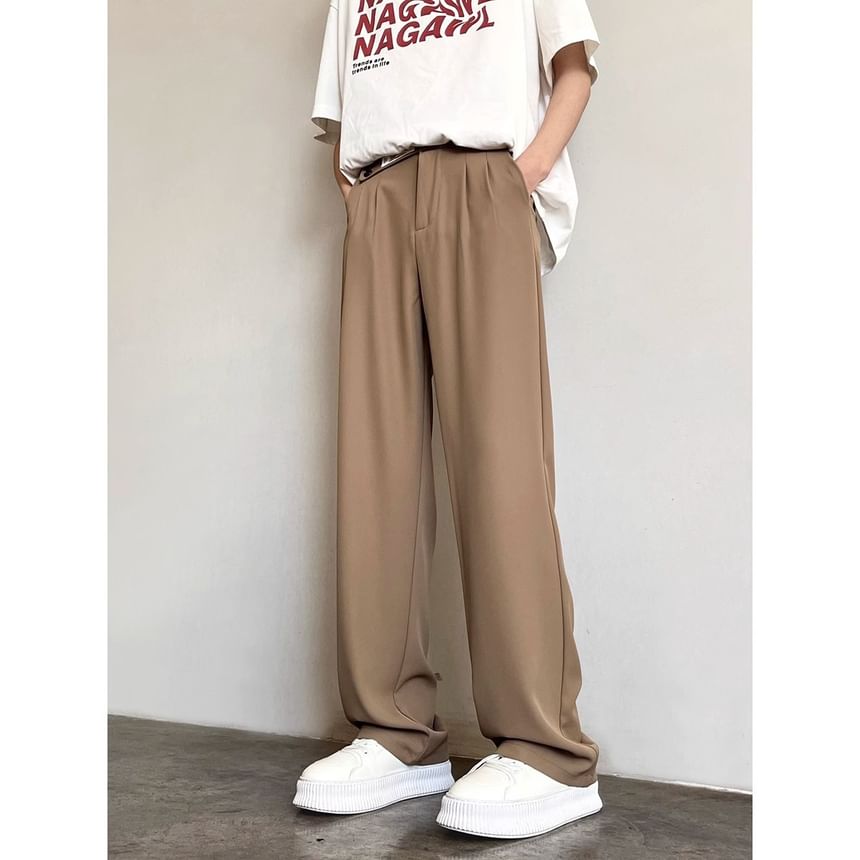 Lingaris - Hoge taille effen asymmetrische rechte broek