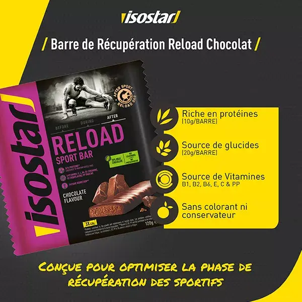 Barra energética Isostar Reload Sport sabor chocolate (3 unidades)