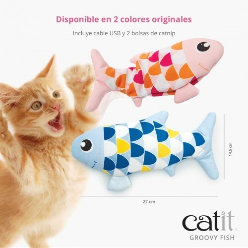 Brinquedo interativo Groovy Fish para gatos, rosa