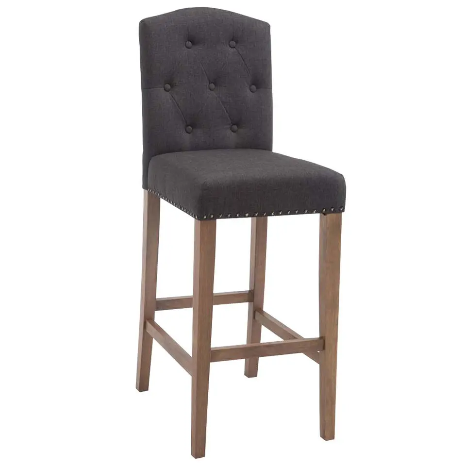 CLP Barkruk Louise antiek licht Frame - Stof - donkergrijs