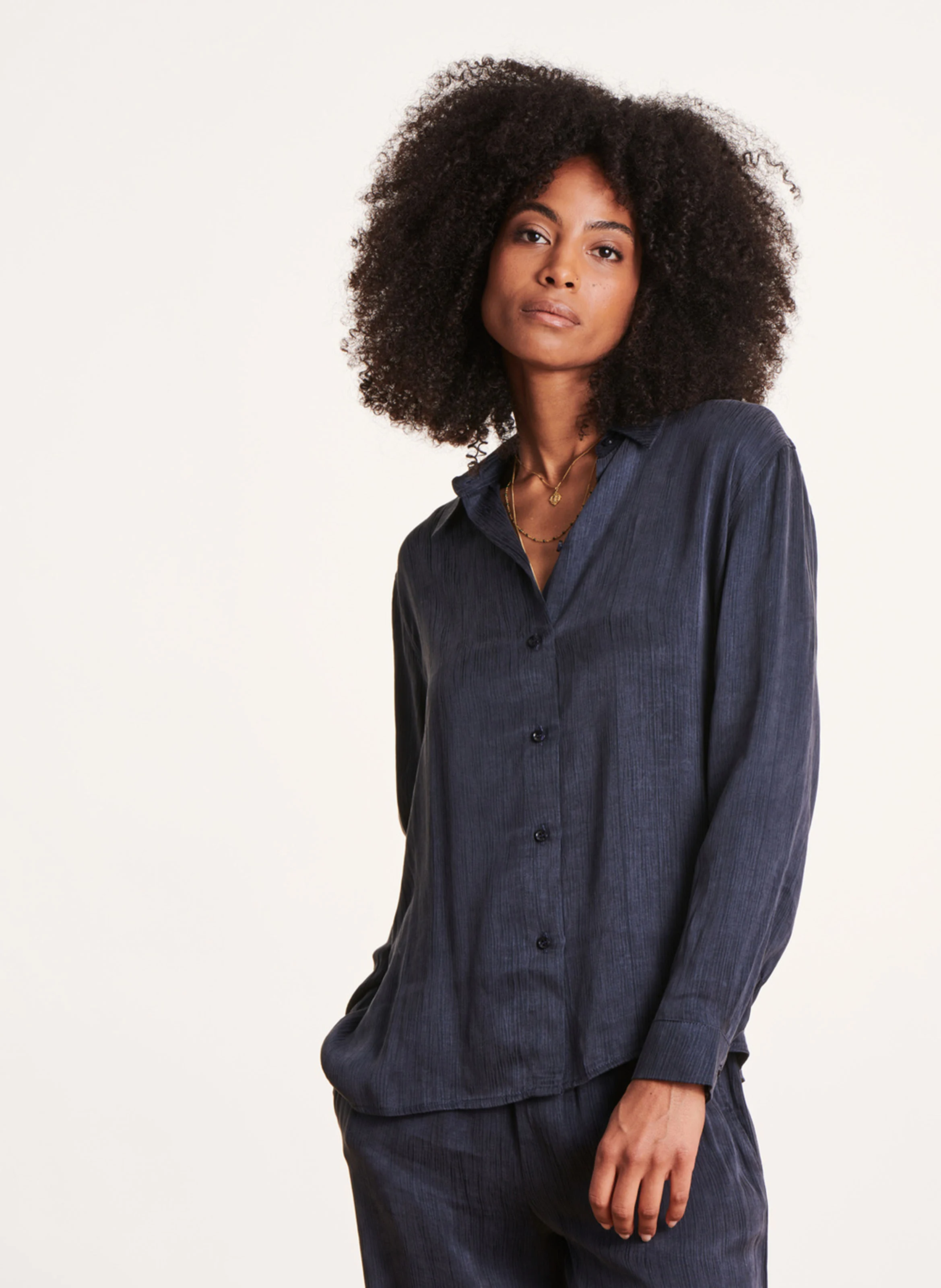 Chemise col classique ample | Bleu
