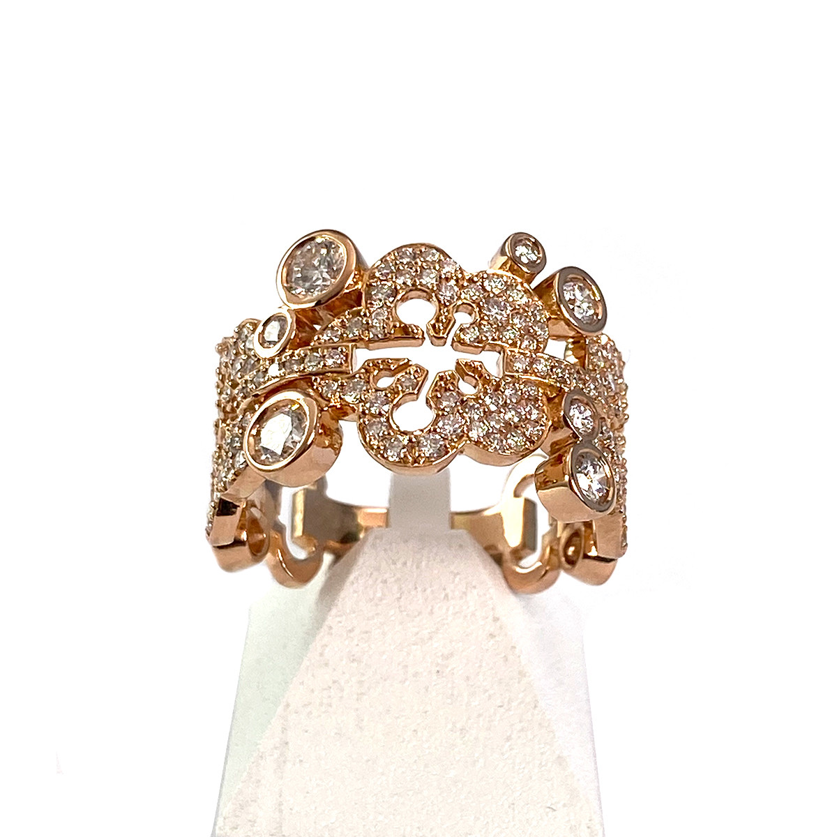 Bague d'occasion or 750 rose diamants