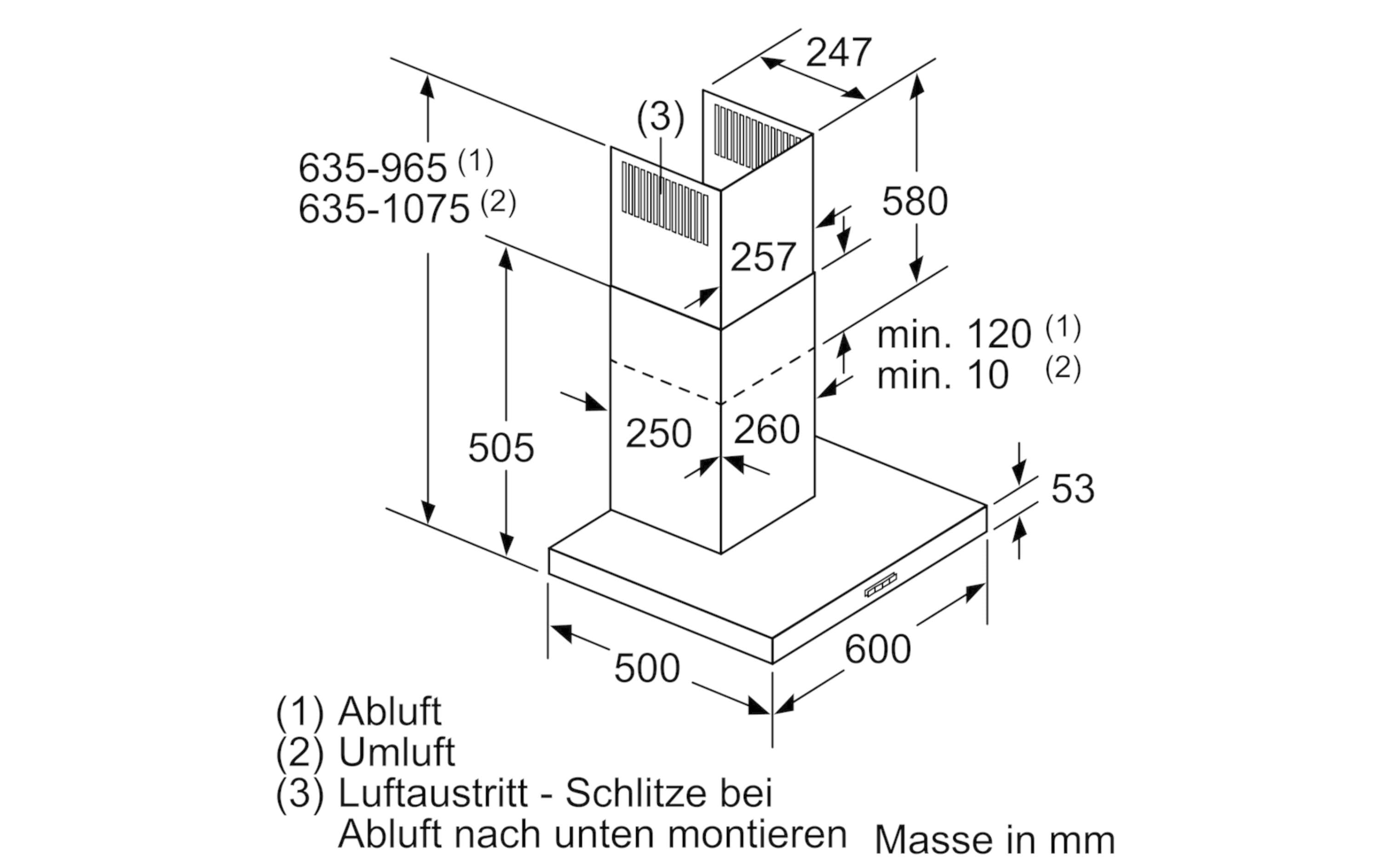 Wandhaube LC66BBM50 3 + intensiv Stufen<br>Effiziente Beseitigung von Fett, Geruch und Dampf aus der Küchenluft