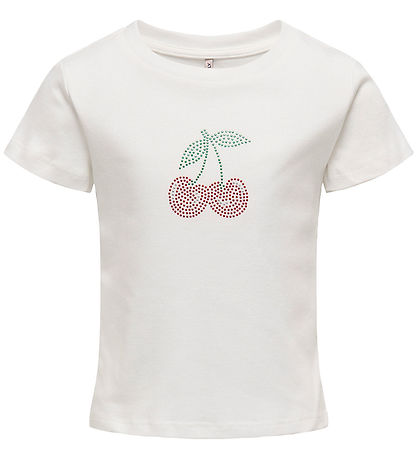 Kids Only T-Shirt - KogKira - Cloud Tänzer/Cherry m. Glitzerstei