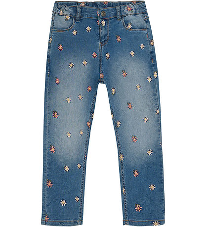 Minymo Jeans m. Stickerei - Blue Nebel