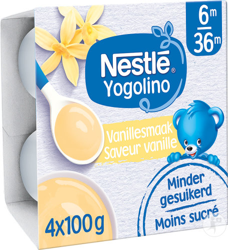 Nestlé Yogolino Saveur Vanille Moins Sucré Bébés 6-36 Mois Pots 4x100g