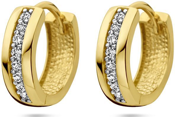 14K geelgoud klapoorringen zirkonia 4029574