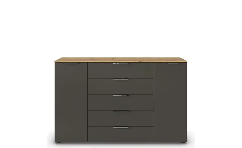 Sideboard Graphit, Eiche Artisan (Nachbildung) Front: Dekor, Oberboden: Dekor 160 cm verchromt