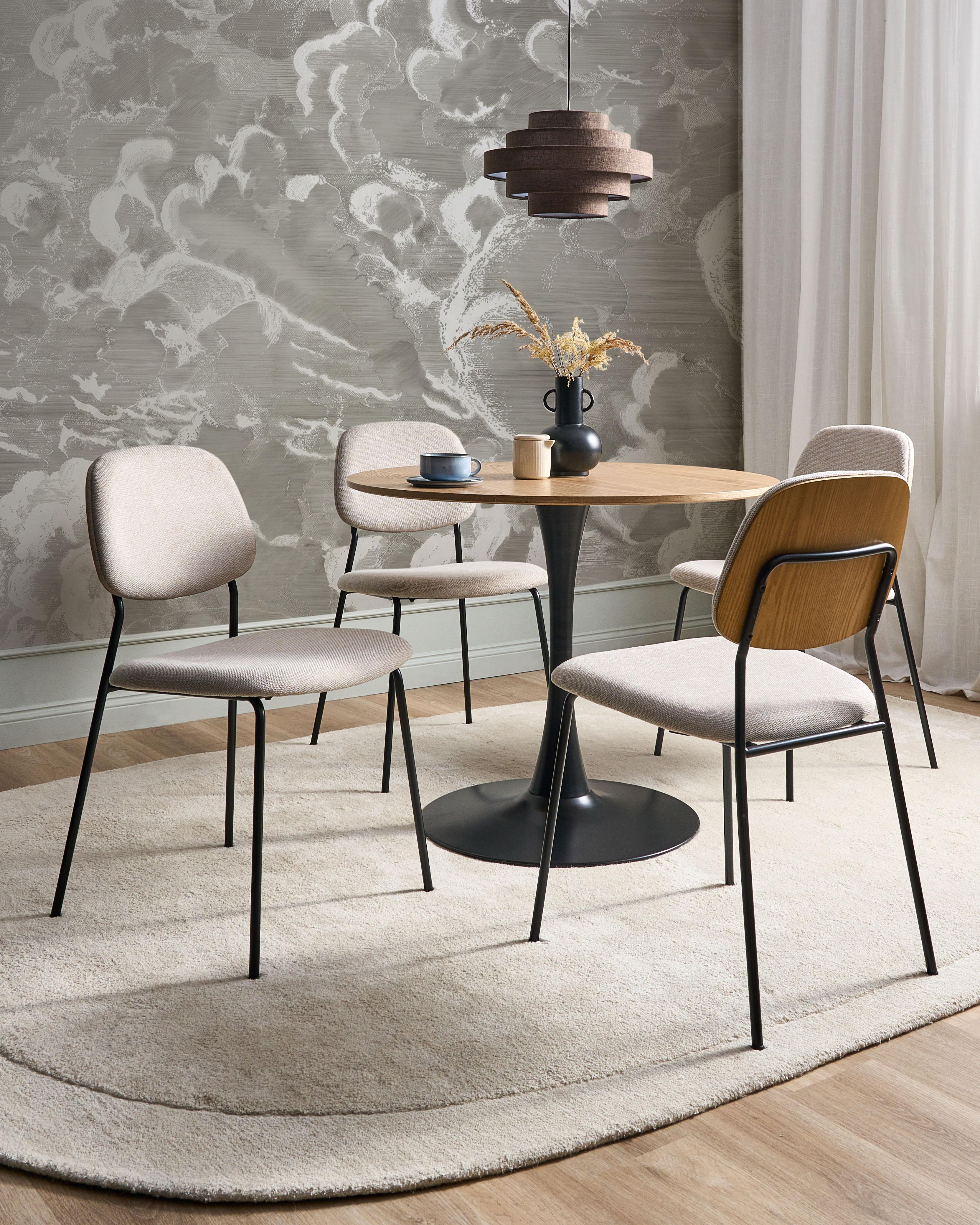 Set van 4 eetkamerstoelen RILEY Stof Lichtbeige