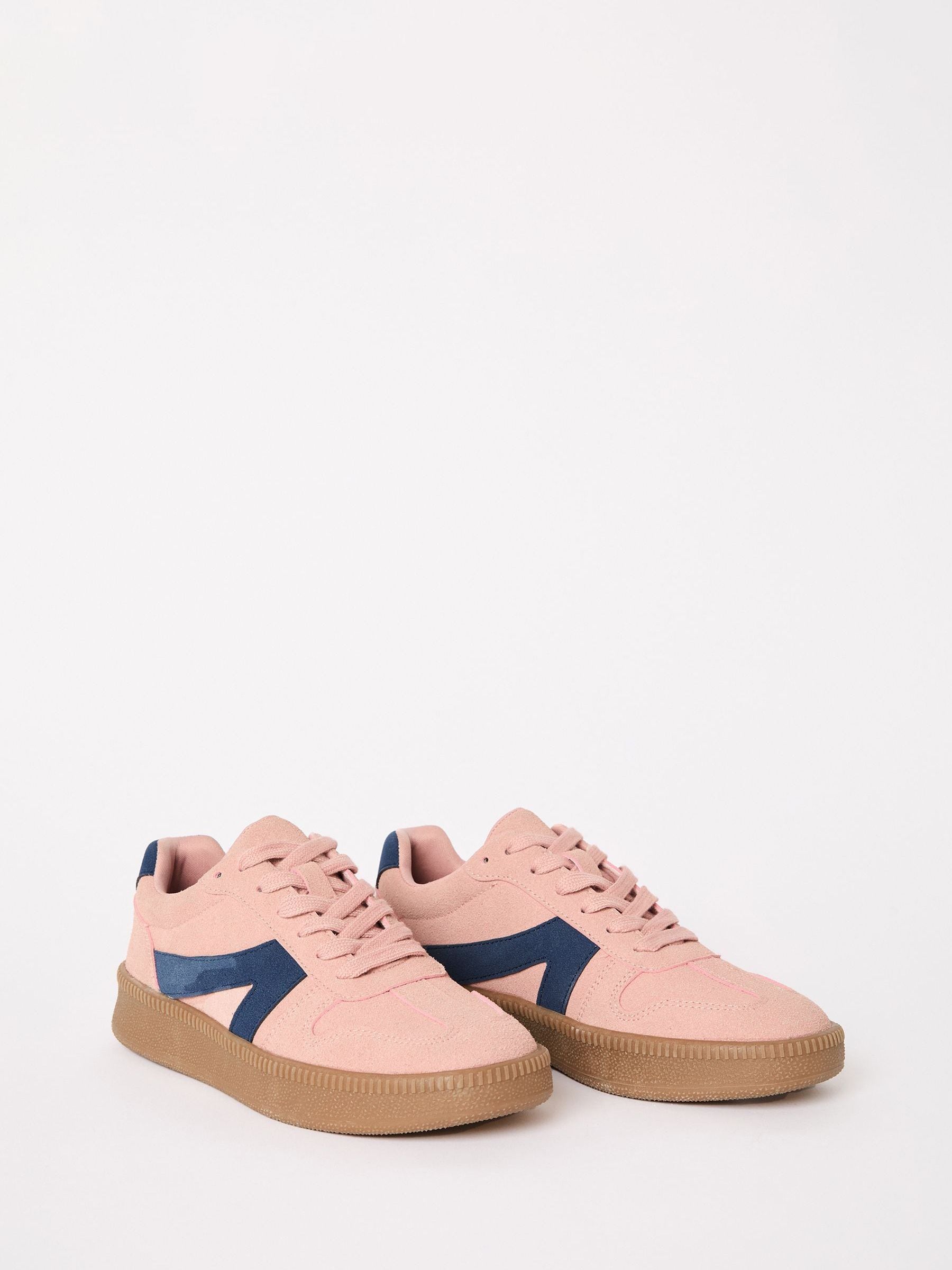 Roze - Friends Like These retro sportschoenen met veters en rubberen zool