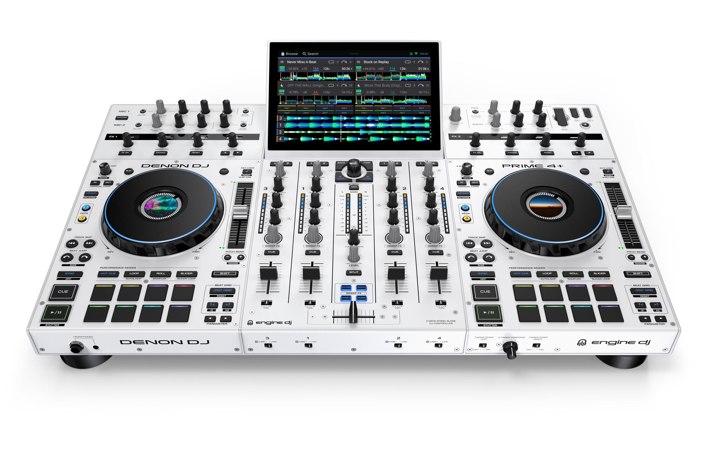 DJ-Controller Prime 4+ Special Edition White<br>4-Deck Standalone-DJ-Controller mit Stems