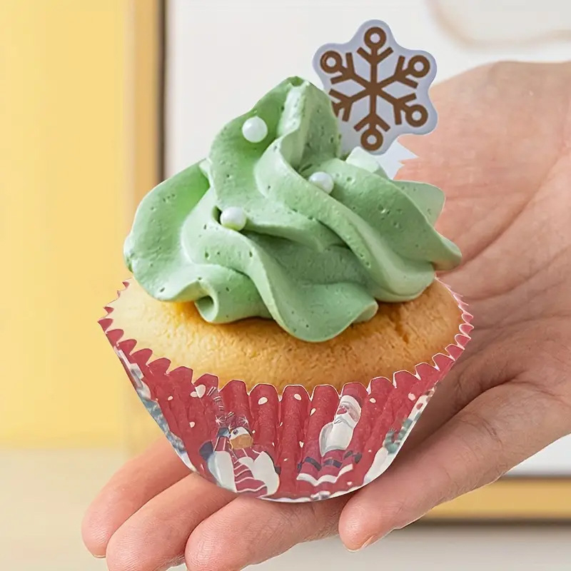 (100er Set) Einweg Papier Weihnachts Cupcake Förmchen Christmas Muffin Form Party Backform - Assortiert