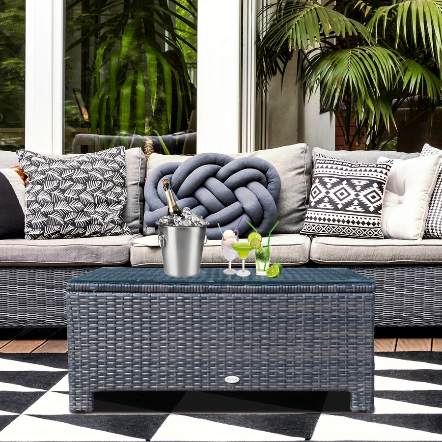 Outsunny Rattan Beistelltisch braun