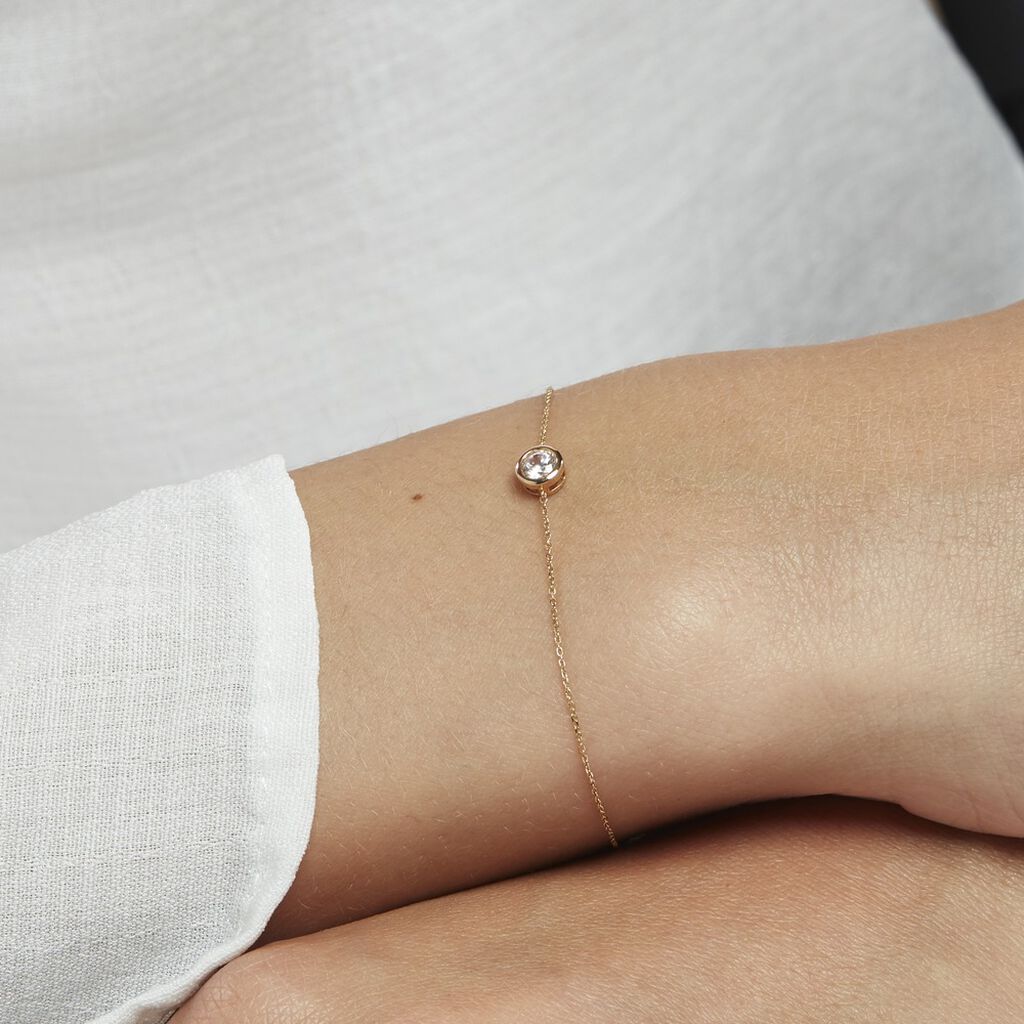 Bracelet Columbine Or Jaune Oxyde De Zirconium Blanc