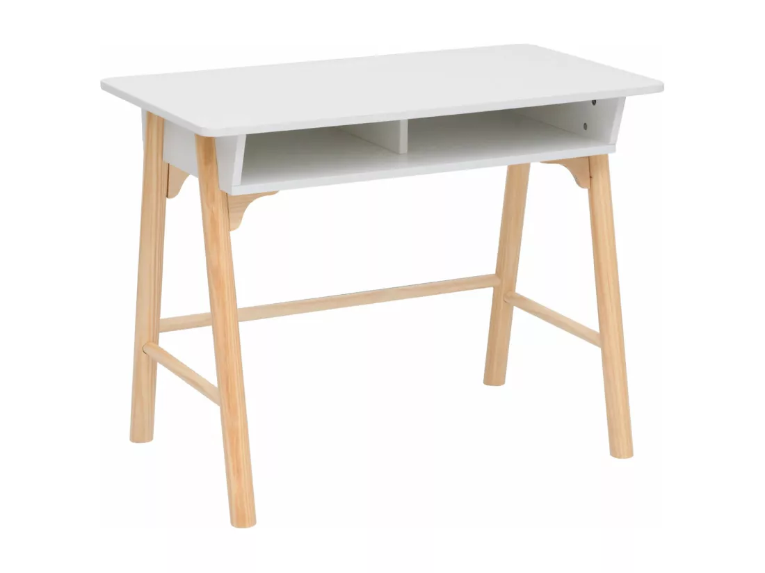 Bureau pour enfants Meryta 70x90x50 MDF Pin Blanc Marron