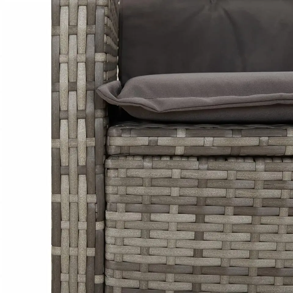 vidaXL - Verstelbare tuinstoelen - Kussens - Grijs - Poly rattan - 2 stuks