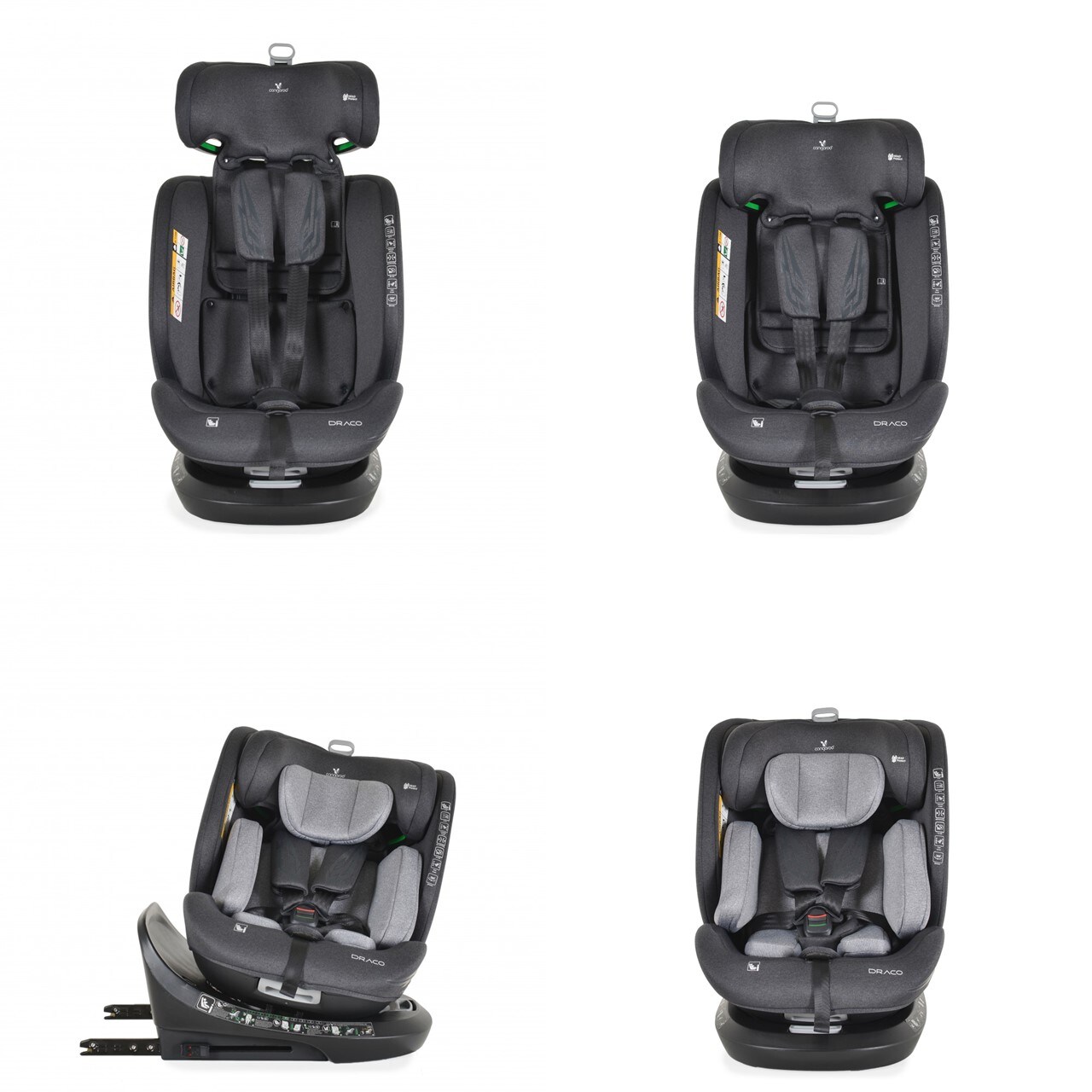 Cangaroo Kindersitz Draco i-Size (40-150cm) Isofix, 360° drehbar, Top Tether grau