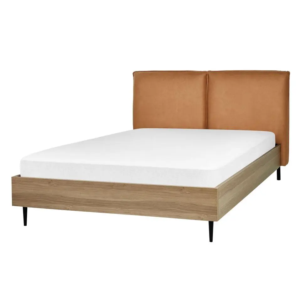 LIMANTON - Bed - Goudbruin - 140 x 200 cm - Kunstleer